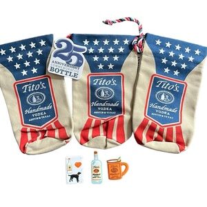 3 Tito’s Vodka bags and 3 magnets
